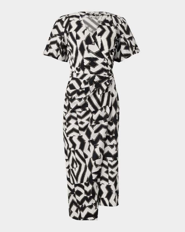 Arina Geometric-Print Midi Wrap Dress